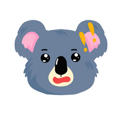 koala expression different cartoon illustration stock. animal heads cartoon background for baby textile, wrapping paper, wallpaper, fabric and more. Vector illustration. emoticon, sticker