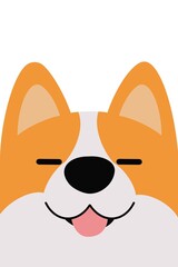 Smiling shiba inu dog face flat design, vector illustration on white background.
