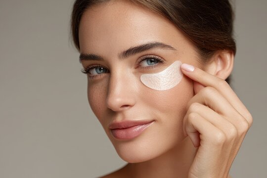 Path To Recovery. Woman Applying Skincare Patch Under Her Eye for Self Care