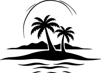Fototapeta premium Tropical Beach Escape with Palm Trees and Sailboat vector