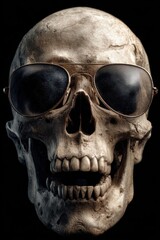 Skull Sunglasses. Scary Human Skull Wearing Sunnies in a Horror Concept