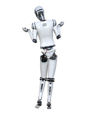 Intelligenza artificiale robot computer umanoide donna su fondo trasparente	