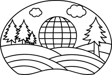 Nature & Landscape Coloring Pages: Tropical, Mountains, Houses & More