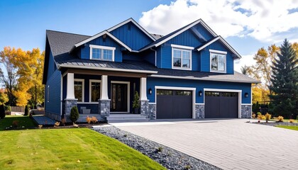 Stunning Blue Farmhouse: Autumnal Elegance and Modern Design