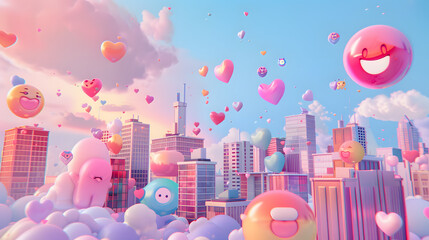 3d illustration of a Cheerful Pastel-colored