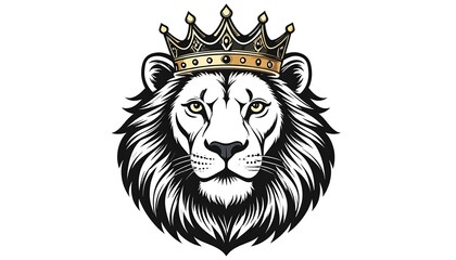 Obraz premium Regal lion head with crown