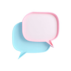 Fototapeta premium Two 3d speech bubbles one pink one blue isolated on transparent background