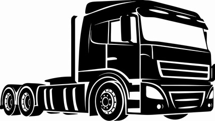 Modern Semi Truck Cab Silhouette – Vector Transportation Illustration