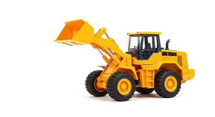 Yellow Front Loader Isolated on White.