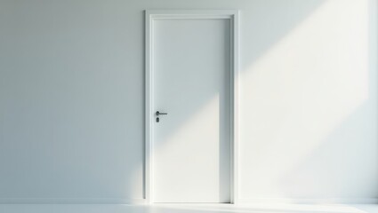 White door on a light gray wall.
