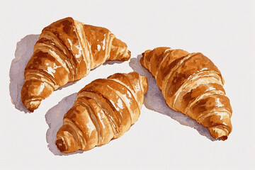 Flaky Layers & Flow Croissant isolated watercolor vector illustration svg