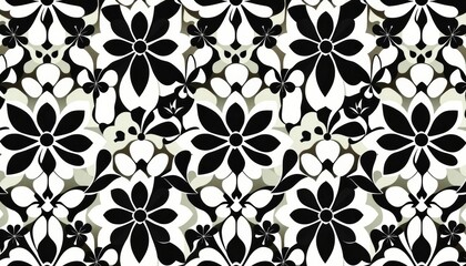Abstract black and white geometric floral seamless pattern Modern stylish vector background texture,  pattern,  botanical