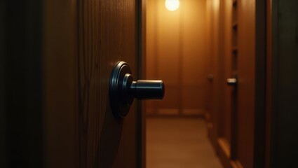 Obraz premium Wooden door handle in a hallway.