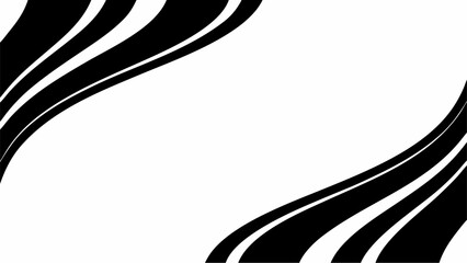 Black curved lines on top left and bottom right corners on a white background creating a modern abstract design