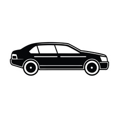 Obraz premium Sleek black car or classic automobile, isolated white background for vector illustration