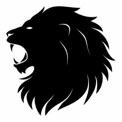 Lion Head Roaring Silhouette