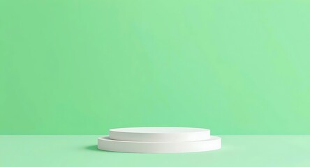 Minimalist Green Background with White Product Display Platform: Perfect for Mockups and Presentations