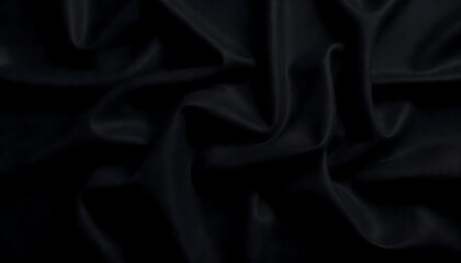 Draped black silk fabric with soft folds and ripples., Abstract Black Fabric, Futuristic modern backdrop design for business, presentation, ads, banner, created with generative ai