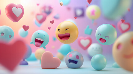 3d Illustration of floating social media react icon