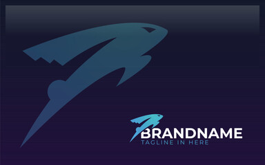 Rabbit logo formed with simple and modern in blue color