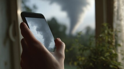 Awe-struck viewer captures swirling tempest while pondering nature's chaos on World Meteorological Day, digital documentation era ignites curiosity