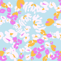 Floral colorful seamless pattern with abstract different flowers. Vector background, design, print, wrapping paper, wallpaper, textile