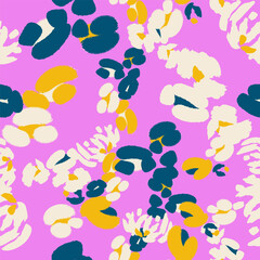 Floral colorful seamless pattern with abstract different flowers. Vector background, design, print, wrapping paper, wallpaper, textile