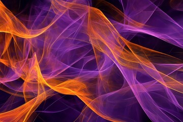 Fototapeta premium Abstract design with vibrant orange and purple flowing lines.