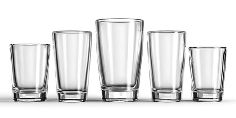 Glassware Set: Collection of Empty Drinking Glasses - Various Sizes for Mockups and Designs