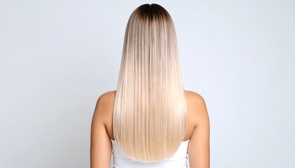 Naklejka premium Straight, blonde ombre hair on a woman