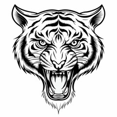 Roaring Tiger Head Detailed Art