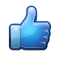 Fototapeta premium Blue Thumbs Up Icon with Glossy Effect on Transparent Background