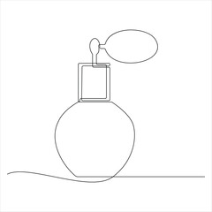 One line drawing of perfume bottle minimalist beauty product continuous line art vector illustration