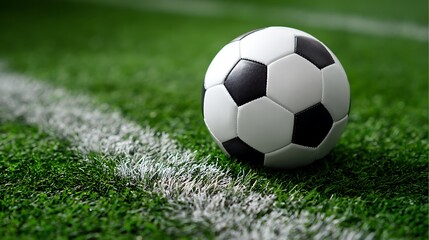 Obraz premium Soccer Ball on Green Field: Pitch, Gameplay, and Sports Photography