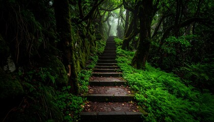 Obraz premium Misty forest steps