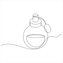 One line drawing of perfume bottle minimalist beauty product continuous line art vector illustration