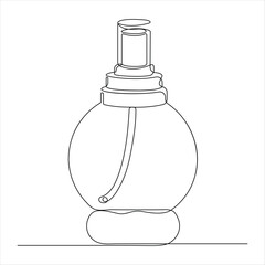 One line drawing of perfume bottle minimalist beauty product continuous line art vector illustration