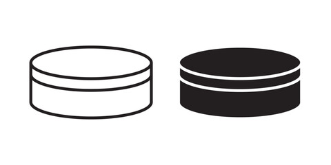 Hockey puck icon vector illustration on white background in stroke or fill.