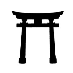 Japanese Torii Gate Black Silhouette Icon
