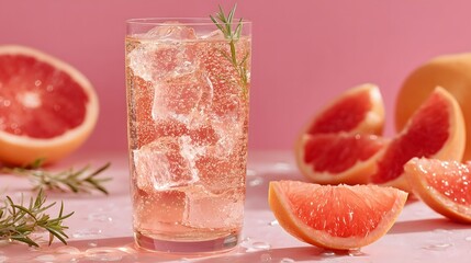  Refreshing Pink Grapefruit Sparkling Soda with Rosemary