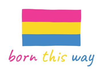 Fototapeta premium Colorful Pansexual pride flag Happy pride day LGBTQ community Pride Month Vector hand drawn doodle for posters, stickers, logo, cards