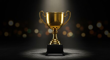A golden trophy stands proudly under a spotlight a symbol of achievement