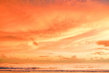 Gorgeous orange sunset on beach Anna Maria Island Florida