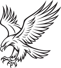 Fototapeta premium soaring silhouette: A bold, monochromatic illustration of an eagle in mid-flight, embodying strength, freedom, and the spirit of ambition.