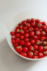 Fresh Strawberries in White Bowl