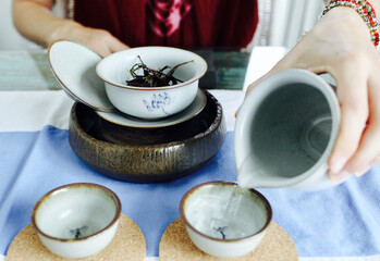 Preparing for Chinese Tea Ceremony