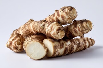 White background with Jerusalem artichoke