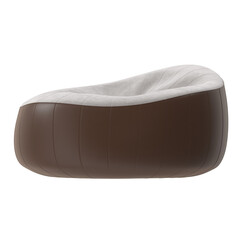 Brown and Grey Bean Bag 3D Render Side Left View Isolated