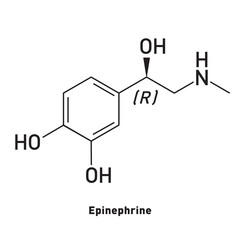 Structural formula of adrenaline. Hormones. Neurotransmitters. Chemicals. Stress. Danger. Heart rate. Elevated blood pressure.