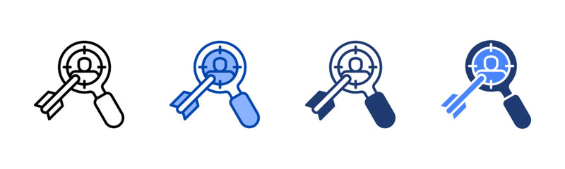 Target Audience icon set multiple style collection